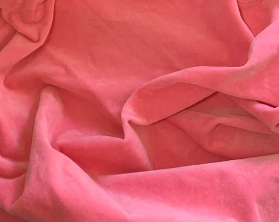 pink velvet fabric - Hand Dyed Flamingo Pink - Cotton Velveteen Fabric