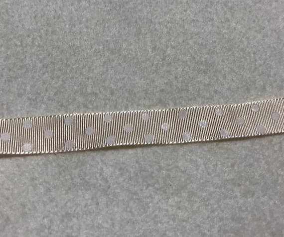 beige none - Beige with White Polka Dots Grosgrain Double Sided Ribbon Trim Made in France 9/16" wide