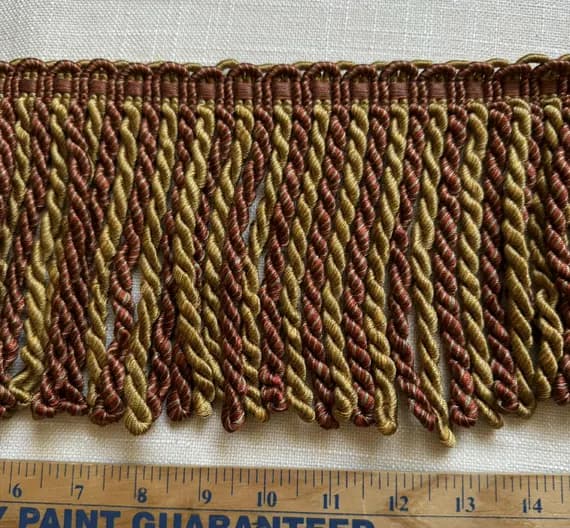 gold none - Vintage Rust Red & Gold 6" Bullion Tassel Fringe -by the yard-