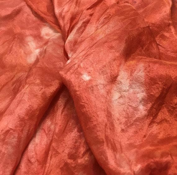 coral habotai fabric - Hand Dyed CORAL China Silk HABOTAI Fabric