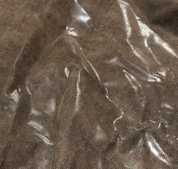 brown leather - Brown Snakeskin Dots - Lambskin Leather 12"x12" Piece 1 Square Foot