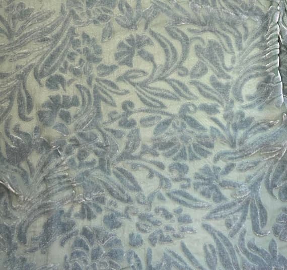 green velvet fabric - MOSS GREEN Floral Burnout Hand Dyed Silk Velvet Fabric