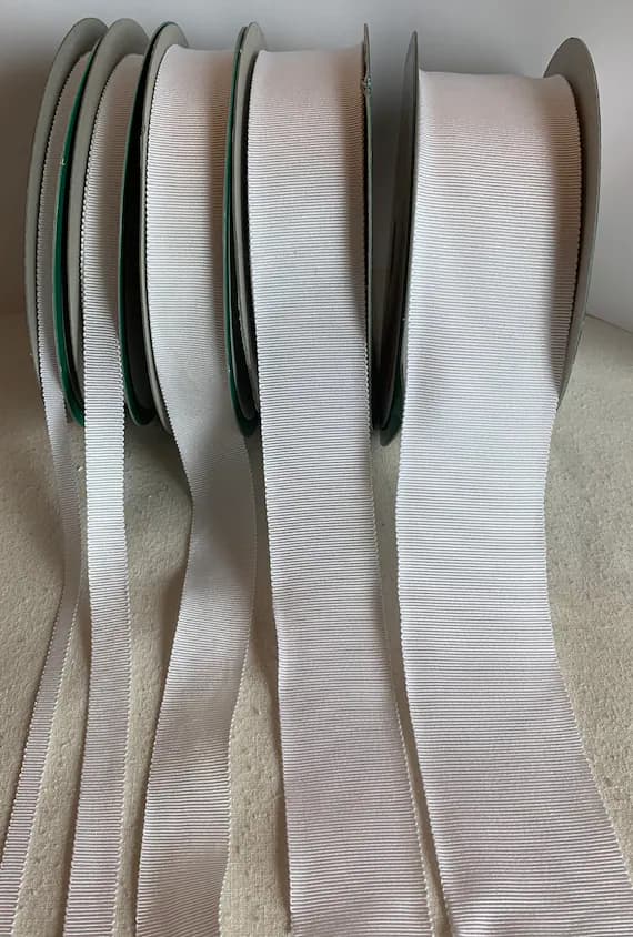 white none - White 100% Rayon Petersham Ribbon (5 Widths to choose from)