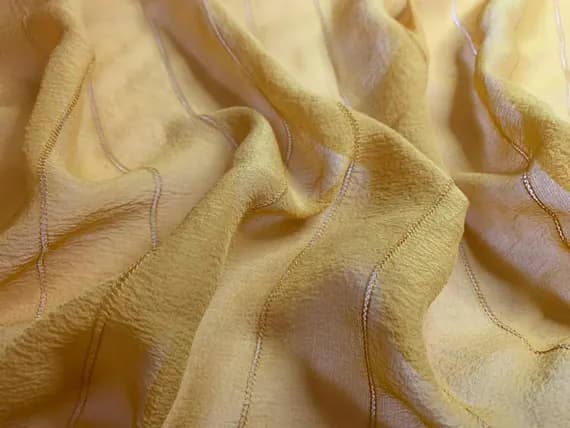 yellow chiffon fabric - Golden Yellow - Hand Dyed Fagoting in Silk Chiffon Fabric