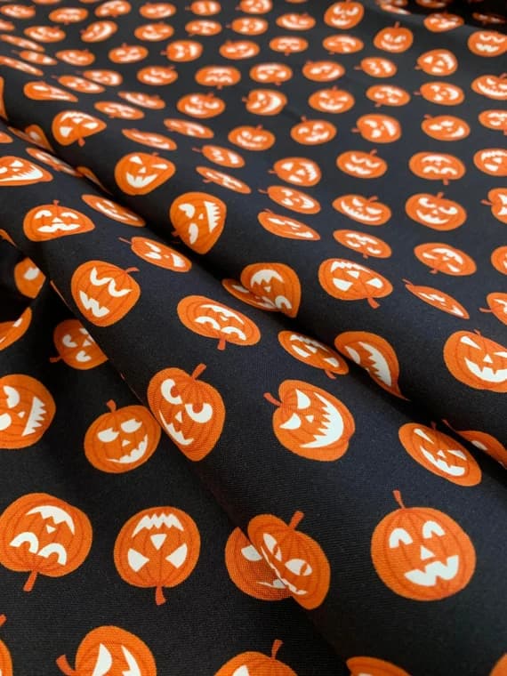 cotton fabric - Jack-O-Lanterns Haunted House Glow in the Dark - Lewis & Irene Cotton Fabric
