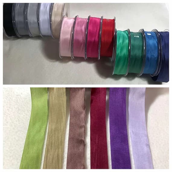 none - 25mm 1" 100% Silk Ribbon - Made in France (19 Colors to Choose From)