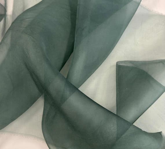 green organza fabric - Hand Dyed Blue Green SPRUCE - Silk Organza Fabric
