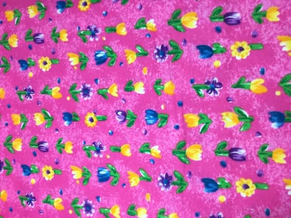 pink cotton fabric - Printed Garden Pink with Flowers - Hoffman - Cotton Fabric