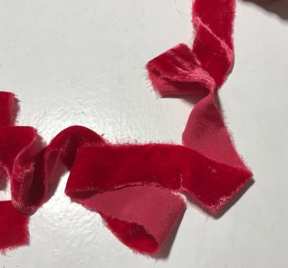 red none - Hand Dyed Poinsettia Red Silk Velvet Ribbon ( 4 Widths to choose from)