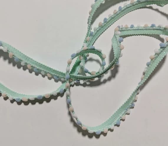 none - SPRING PASTEL Variegated French Pom Pom Trim (1/2" wide)