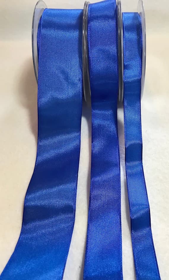 royal none - Royal Blue Wired Taffeta Ribbon - Made in France (3 Widths to choose from)