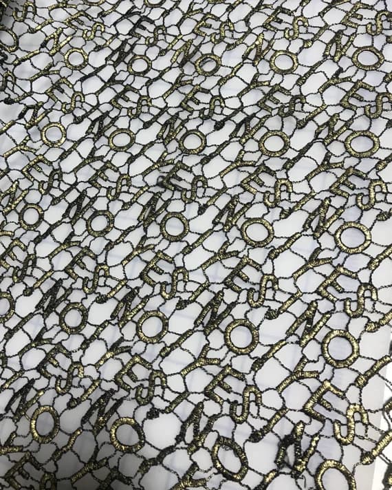 lace - No Yes Words Schiffli Lace Fabric