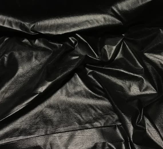 black leather - Black - Faux Leather Fabric