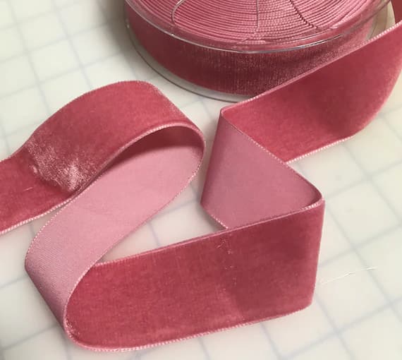 none - DUSTY ROSE French Velvet Ribbon (1 1/2" wide)