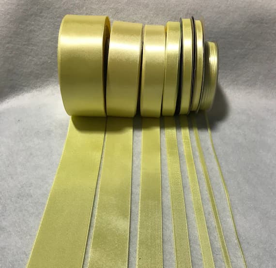 yellow none - Light Yellow Double Sided Satin Ribbon - Made in France (7 Widths to choose from)
