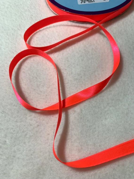 pink none - Neon Highlighter Pink Satin Ribbon 3/8" wide Made in France