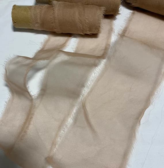 brown none - Golden Brown Hand Dyed 100% Silk Sheer Organza Ribbon ( 4 Widths to choose from)
