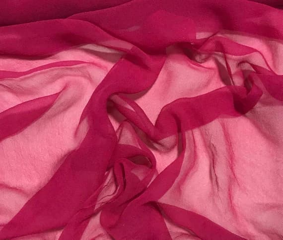 fuchsia chiffon fabric - Hand Dyed FUCHSIA PINK - Silk Gauze Chiffon Fabric