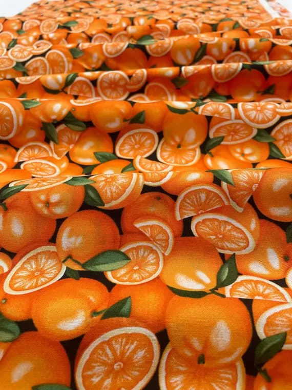 cotton fabric - Oranges - Farmer John's Garden Party - Paintbrush Studio 100% Cotton Fabric