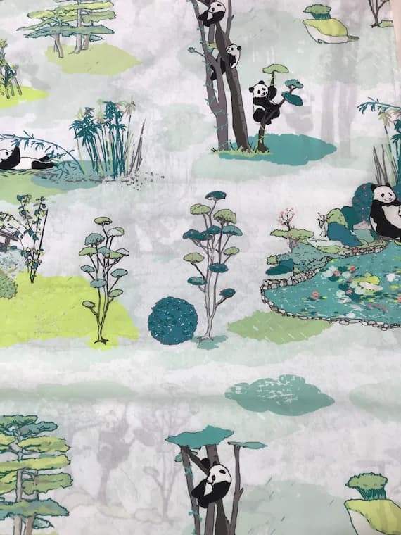 cotton fabric - Pandalicious - Panda Garden Recess - Art Gallery Premium Cotton Fabric