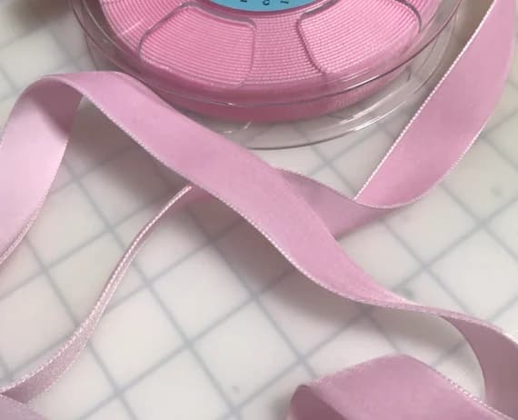 pink none - French VELVET Ribbon BABY PINK by the yard (7/8" wide)