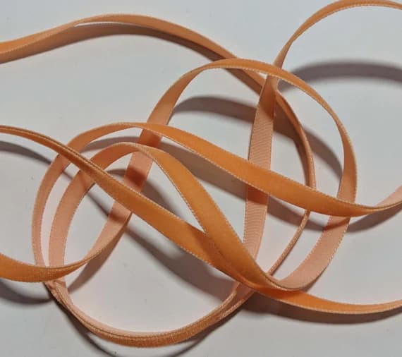 peach none - French VELVET Ribbon PEACH by the yard 3/8 inch