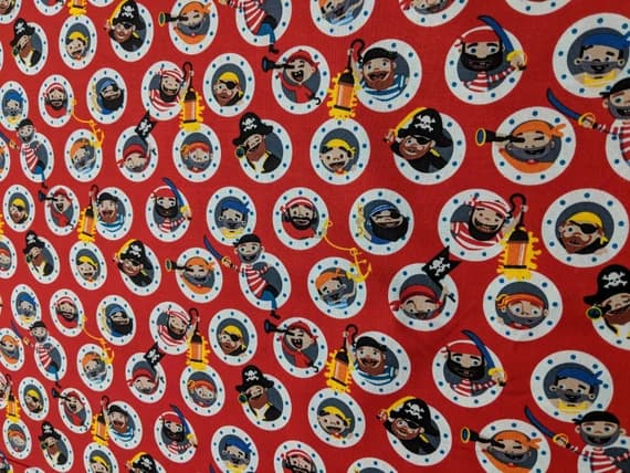 red cotton fabric - Pirate's Life - Holed Up Red - Riley Blake Cotton Fabric