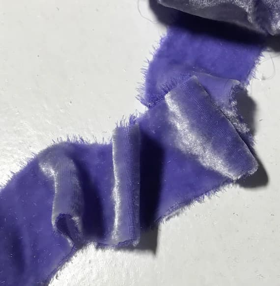 purple none - Hand Dyed Iris Purple Silk Velvet Ribbon ( 4 Widths to choose from)