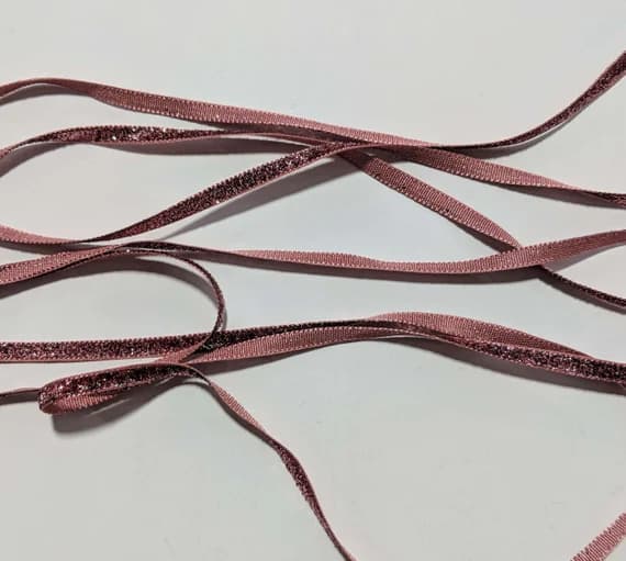 pink none - French VELVET Ribbon Lurex Metallic ROSE PINK 2 yards x 5mm 1/4 inch