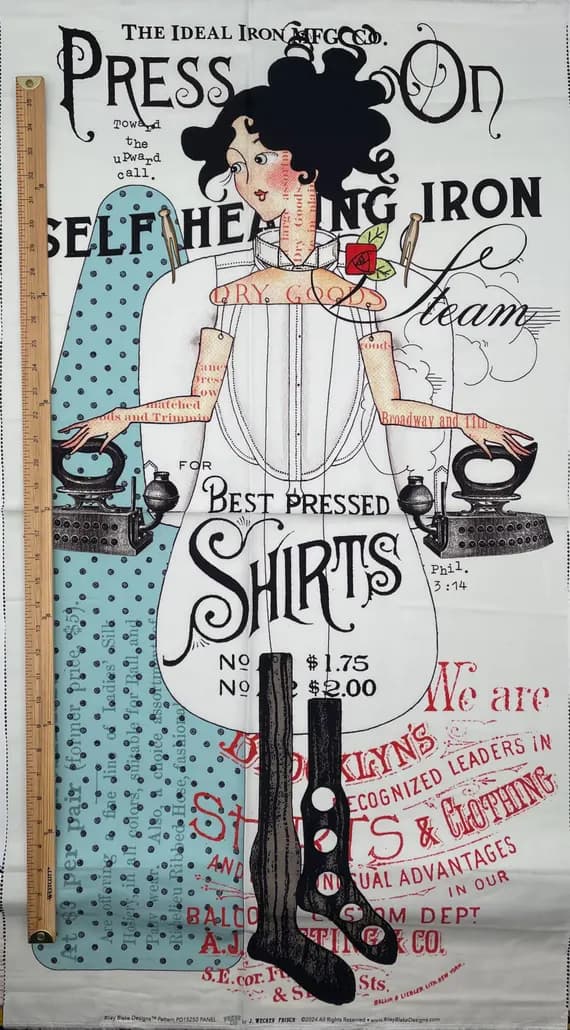 cotton fabric - Press On J Wecker Frisch Panel 24"x45" - Riley Blake Cotton Fabric