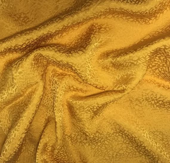 yellow silk fabric - Hand Dyed Golden Yellow Pebbles - Silk Jacquard Fabric