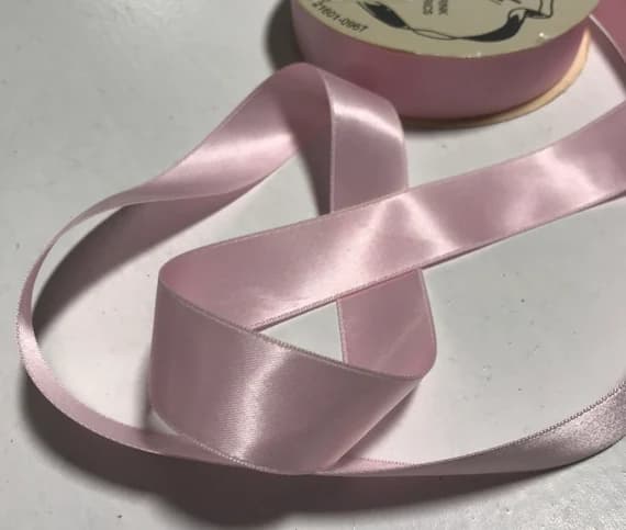 pink none - Real Pink 7/8" Vintage Grayblock Double Faced Satin Ribbon