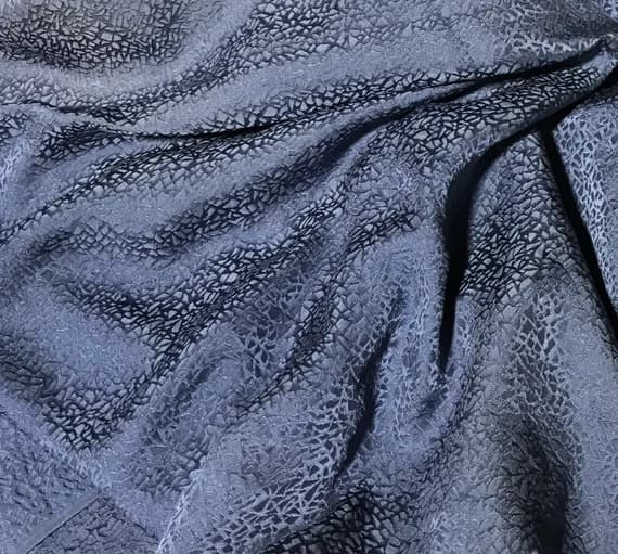 blue silk fabric - Hand Dyed Denim Blue Pebbles - Silk Jacquard Fabric