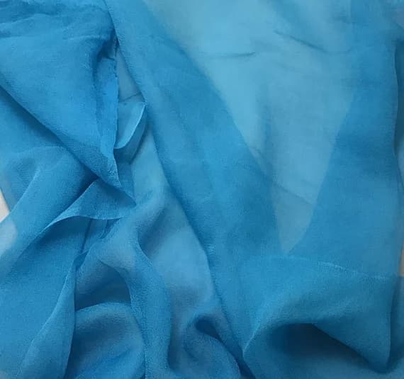 turquoise chiffon fabric - Hand Dyed TURQUOISE BLUE - Silk Gauze Chiffon Fabric