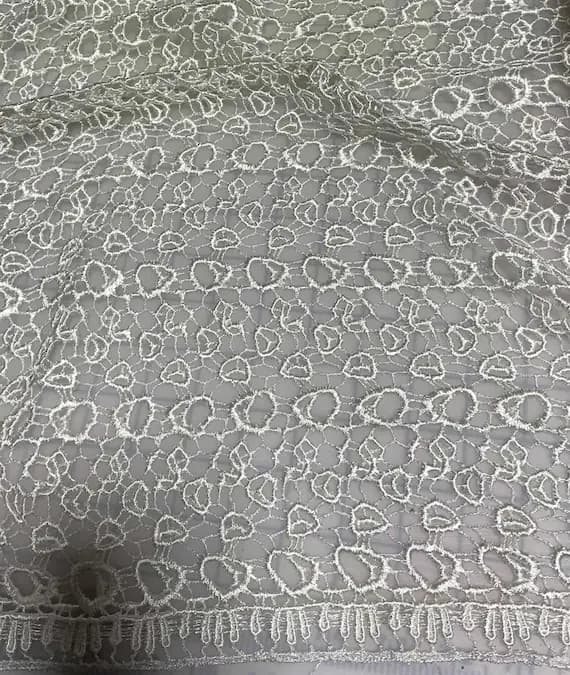 white lace - White Pebbles - Schiffli Lace Fabric