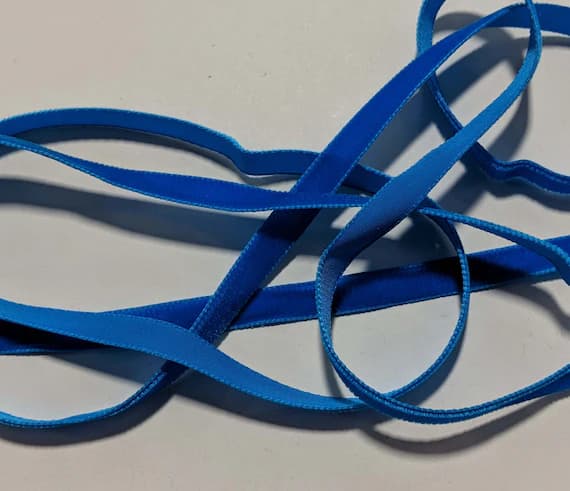 turquoise none - French VELVET Ribbon Dark TURQUOISE BLUE by the yard 3/8 inch