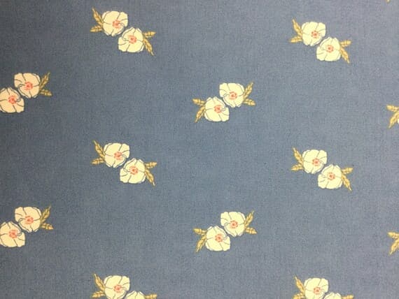 blue cotton fabric - Blue Flower Stamp -Spell - Love Story by Maureen Cracknell for Art Gallery Fabrics - Premium Cotton