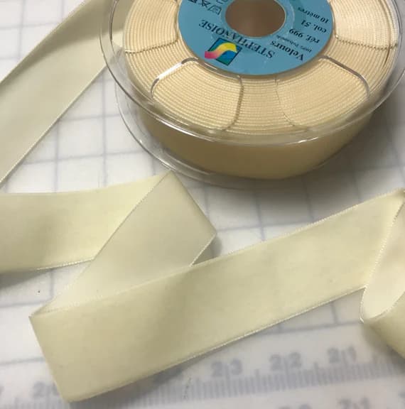 ivory none - IVORY French Velvet Ribbon (1 1/2" wide)