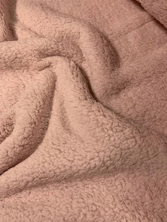 pink wool fabric - Rosewater Pink Lambswool Sheep Sherpa - Cuddle Minky Faux Fur Fabric