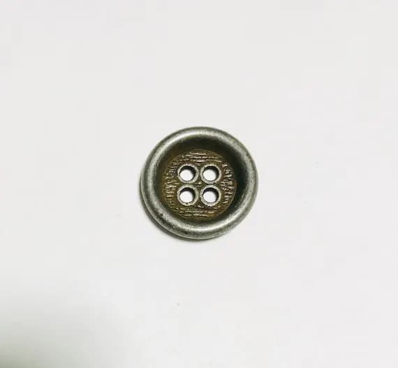 silver none - Silver 4 Hole Metal Button - 18mm / 5/8 inch - Dill Buttons Brand (Set of 3)