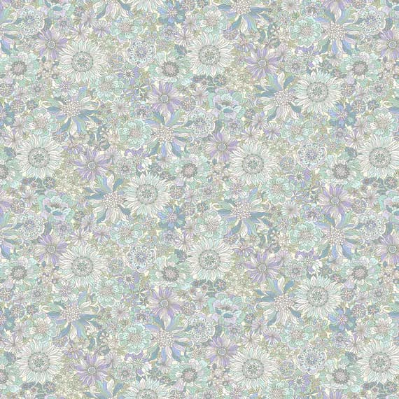 lavender cotton fabric - Mint & Lavender Floral - Yoihana - Cosmo Cotton Broadcloth Fabric