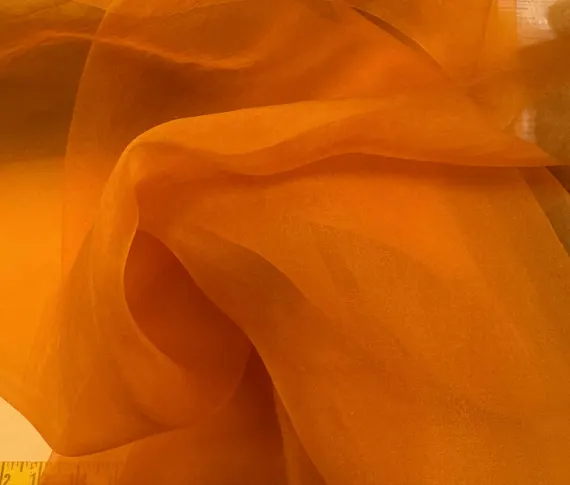 orange organza fabric - Hand Dyed PUMPKIN ORANGE - Silk Organza Fabric