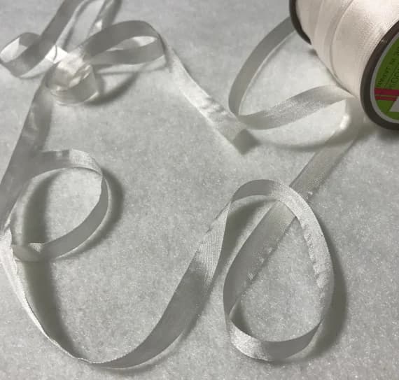 white none - Pure Silk Embroidery Ribbon White 7mm 1/4" wide Japan -3 Yards-