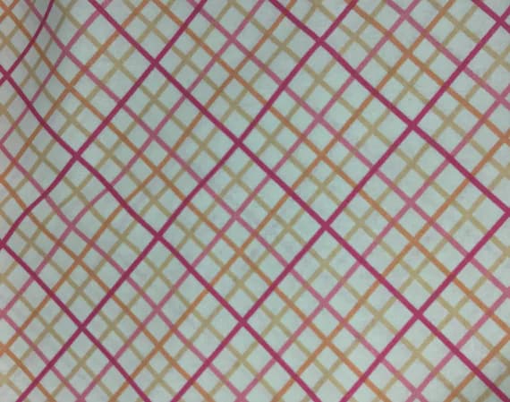 peach linen fabric - Pink & Peach Plaid - Rayon/Linen Fabric