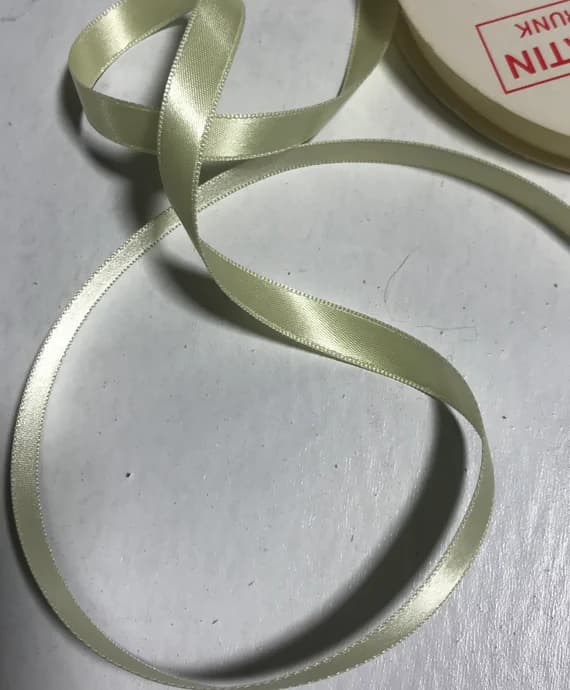 yellow none - Light Mais Yellow 3/8" Vintage Grayblock Double Faced Satin Ribbon
