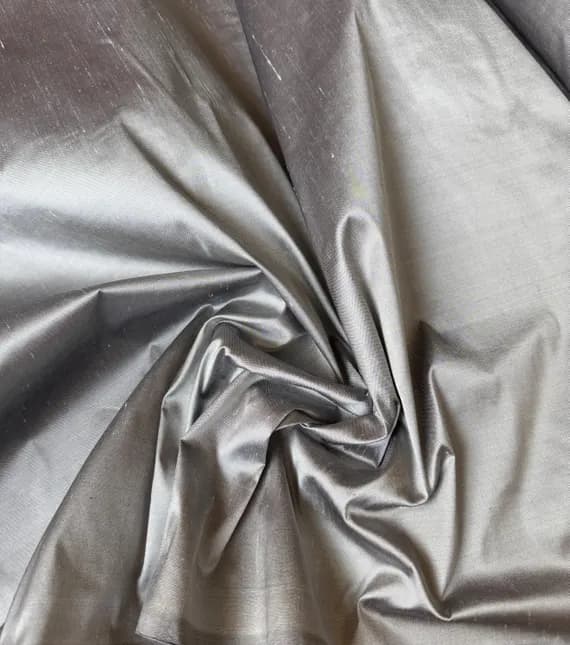 silver dupioni fabric - Silver Gray 100% Silk DUPIONI Fabric Machine Made with Less Slubs