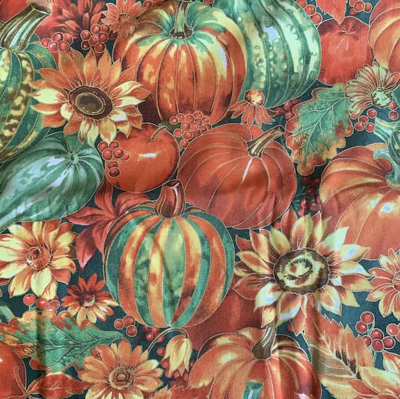 cotton fabric - Golden Harvest - Fall Pumpkins & Sunflowers - by Fabri-Quilt 100% Cotton Fabric