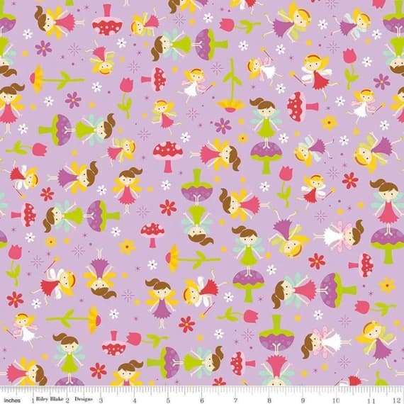 purple cotton fabric - Fairy Garden Toss Purple - Riley Blake Cotton Fabric