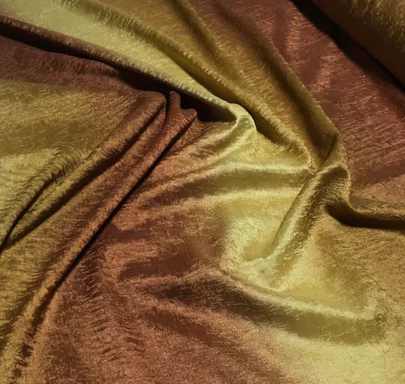 gold fabric - Ombre Gold Rust Copper Crushed Tergalet Fabric - Polyester 108" wide