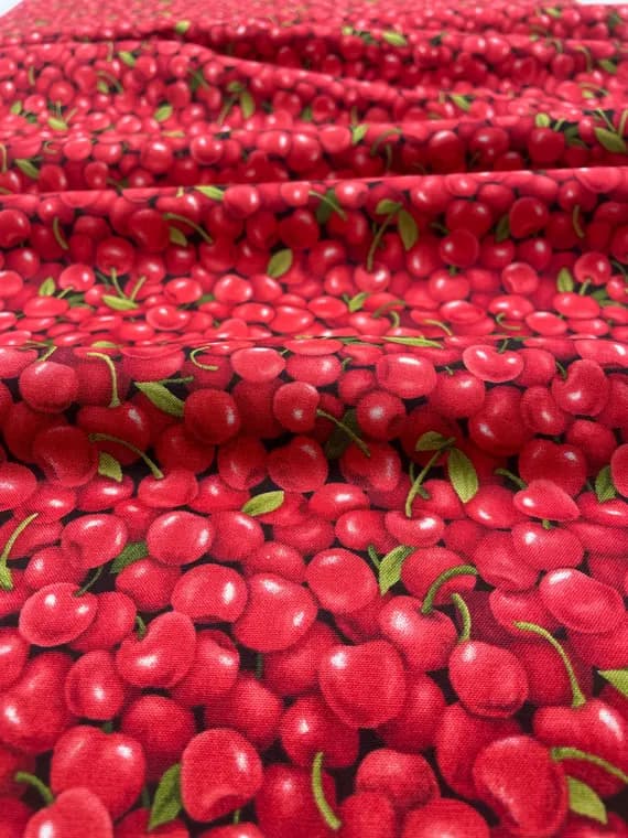 cotton fabric - Cherries - Farmer John's Garden Party - Paintbrush Studio 100% Cotton Fabric